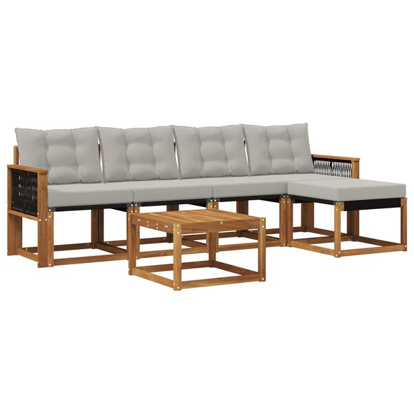 vidaXL Ensemble de canapés d'extérieur 6 pc Naturel et gris clair