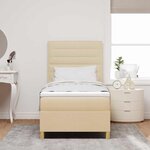 vidaXL Lit à ressorts avec matelas Crème 100 x 200 cm tissu