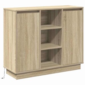 vidaXL Buffet LED Chêne Sonoma 90 x 32 x 75 cm Bois d'ingénierie