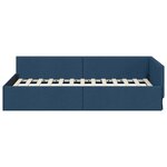 vidaXL Cadre de lit d'angle Bleu 90 x 190 cm Tissu et bois reconstitué
