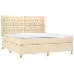 vidaXL Sommier à lattes de lit matelas et LED Crème 180x200 cm Tissu