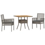 vidaXL Ensemble de Salle à Manger de Jardin 3 Pièces avec Coussins Gris Poly Rattan