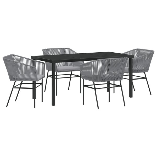 vidaXL Ensemble de salle à manger de jardin 5 pièces avec coussins gris en rotin synthétique