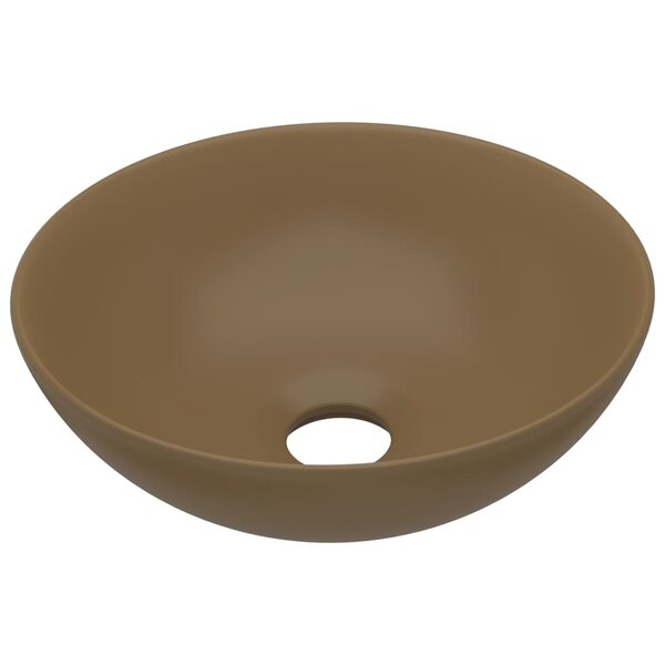 vidaXL Lavabo de salle de bain Céramique Crème mat Rond
