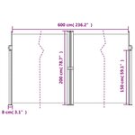 vidaXL Auvent latéral rétractable Crème 200x600 cm