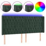 vidaXL Tête de lit à LED Vert foncé 183x16x118/128 cm Velours