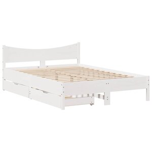 vidaXL Cadre de lit avec tiroirs blanc 120x190 cm bois pin massif