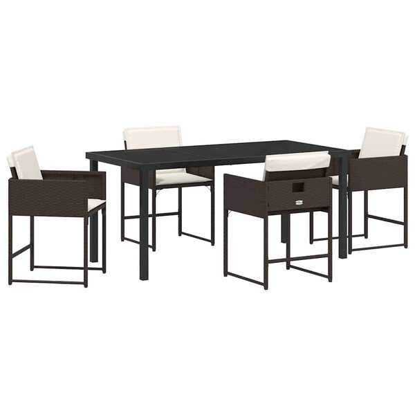 vidaXL Ensemble de salle à manger pour jardin 5 Pièces Marron polyrotin