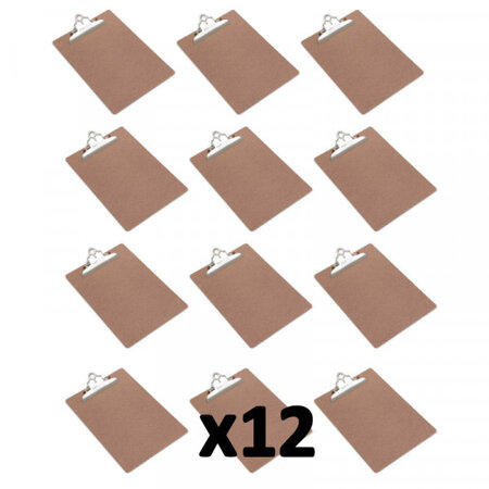 Lot de 12 porte-blocs rigide clipboard marron