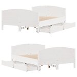 vidaXL Cadre de lit sans matelas blanc 135x190 cm bois de pin massif