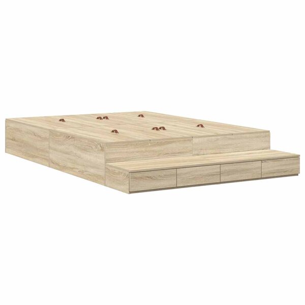 vidaXL Cadre de lit avec rangement Chêne Sonoma 236.5 x 140 x 31.5 cm