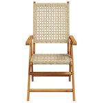 vidaXL Ensemble à manger de jardin 7 Pièces beige rotin et bois massif
