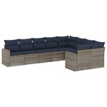 vidaXL Salon de jardin 9 Pièces avec coussins gris résine tressée