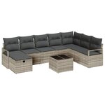 vidaXL Ensemble de canapé de jardin 8 Pièces Gris clair Poly rotin