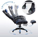 Fauteuil gamer ergonomique chaise gaming fauteuil de bureau avec repose-pieds télescopique appui-tête réglable support lombaire capacité de charge 150 kg lbeu et noir 12_0000603