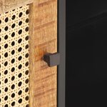 Vidaxl meuble tv 90x30x40 cm bois de manguier brut et canne naturelle