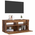 vidaXL Meuble TV avec lumières LED vieux bois bois d'ingénierie