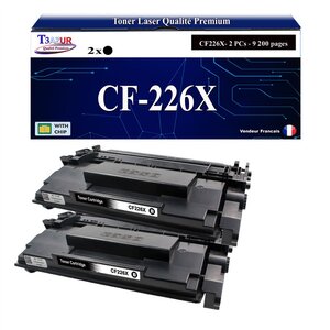 T3AZUR -2x Toners compatibles avec HP CF226X (26X) pour HP LaserJet Pro M402  M402d  M402dn  M402dne  M402dw  M402m  M402n  M426dw  M426fdn  M426fdw M426m