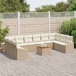 vidaXL Ensemble de canapé de jardin 11 Pièces Beige et blanc