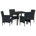 vidaXL Ensemble de salle à manger pour jardin 5 Pièces Noir polyrotin