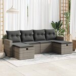 vidaXL Salon de jardin 6 Pièces avec coussins gris résine tressée