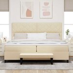 vidaXL Lit à ressorts avec tête de lit Crème 200 x 200 cm tissu