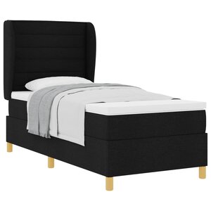 vidaXL Lit à ressorts avec matelas gris foncé 90x190 cm Noir tissu