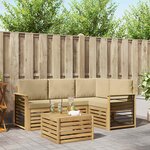 vidaXL Ensemble de canapés d'extérieur 5 Pièces Blanc et Beige