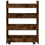 vidaXL Chariot de rangement étroit 4 niveaux chêne fumé