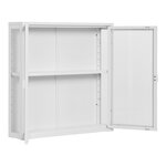 Vitrine suspendue 2 portes vitrées acier blanc 80 x 18 x 80 cm