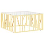 vidaXL Table basse doré 80x80x40 cm acier inoxydable et verre