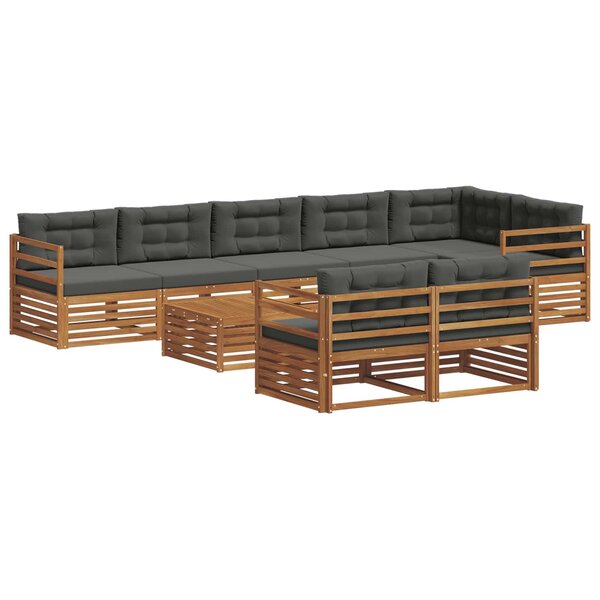 vidaXL Ensemble de canapés d'extérieur 9 pc Naturel et Anthracite