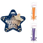 Kit pour biscuit en relief étoile + 2 stylos au chocolat orange et violet