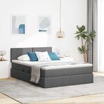 vidaXL Lit avec rangement et LED Gris foncé 140 x 190 cm tissu