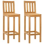 vidaXL Tabouret de bar 2 Pièces Naturel Bois de teck massif