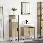 Ensemble de meubles de salle de bain 3 pièces vidaXL en chêne Sonoma bois d'ingénierie