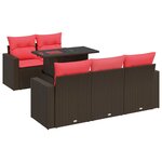 vidaXL Salon de jardin avec coussins 6Pièces marron résine tressée acacia
