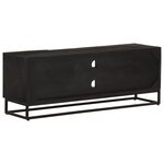 vidaXL Meuble TV noir 110x30x40 cm bois massif de manguier et fer