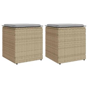 vidaXL Tabourets de jardin avec coussins lot de 2 beige résine tressée