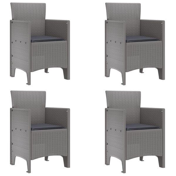 vidaXL Chaises de jardin avec coussins 4 Pièces gris clair en poly rattan