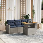vidaXL Salon de jardin 5 Pièces avec coussins gris résine tressée