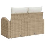 vidaXL Canapé de jardin 2 places avec coussins en rotin synthétique beige