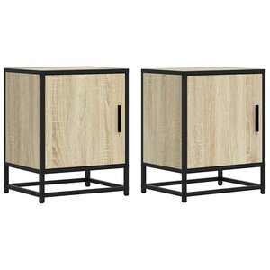 vidaXL Tables de chevet 2 Pièces chêne sonoma bois d'ingénierie et métal