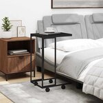 vidaXL Table d'appoint avec roues Noir 40x30x63 5 cm Bois d'ingénierie