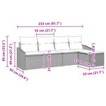 vidaXL Ensemble de Canapé de Jardin 5 Pièces avec Coussins en Rattan Brun