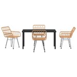 vidaXL Ensemble de salle à manger pour jardin 5 Pièces Marron Poly rotin