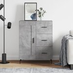vidaXL Buffet gris béton 69 5x34x90 cm bois d'ingénierie
