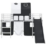 vidaXL Lit mezzanine pour enfants Blanc et Noir 99 5 x 190 cm Métал