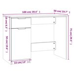 vidaXL Bureau noir 100x50x75 cm bois d'ingénierie