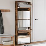 vidaXL Armoire à chaussures miroir 5 niveaux chêne fumé 63x17x169 5 cm